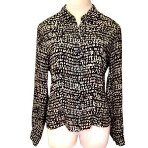 Black Gray White Abstract Print Top Blouse